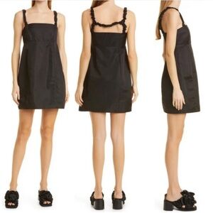 Ganni Ruched Strap Recycled Nylon Mini Dress